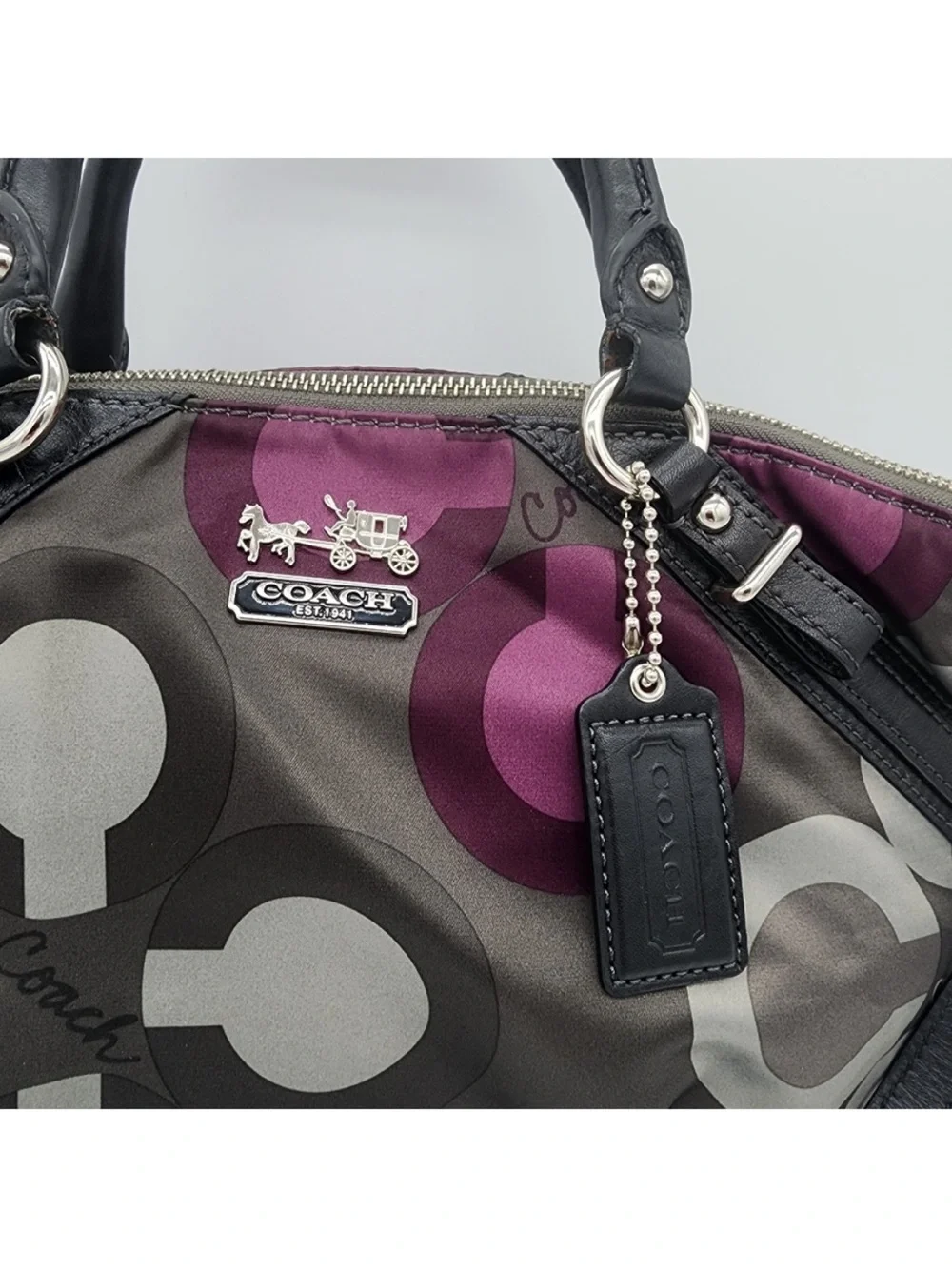 Vintage Coach Y2K Madison Sophia Sateen Multicolor Clover Satchel Bag + Wristlet